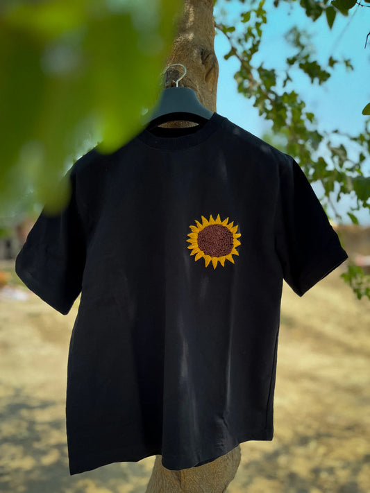 Blossom Sunflower Hand Embroidery Oversized T-Shirt (Unisex)