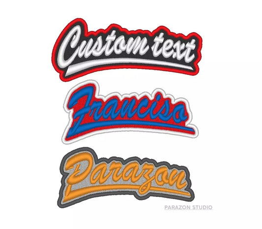 Custom Embroidered SWOOSH Text Tails Name Tag Sew on Patches