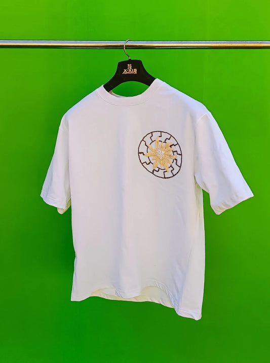 Luxe Alpine Edelweiss Hand Embroidered Oversized T-Shirt (Unisex)