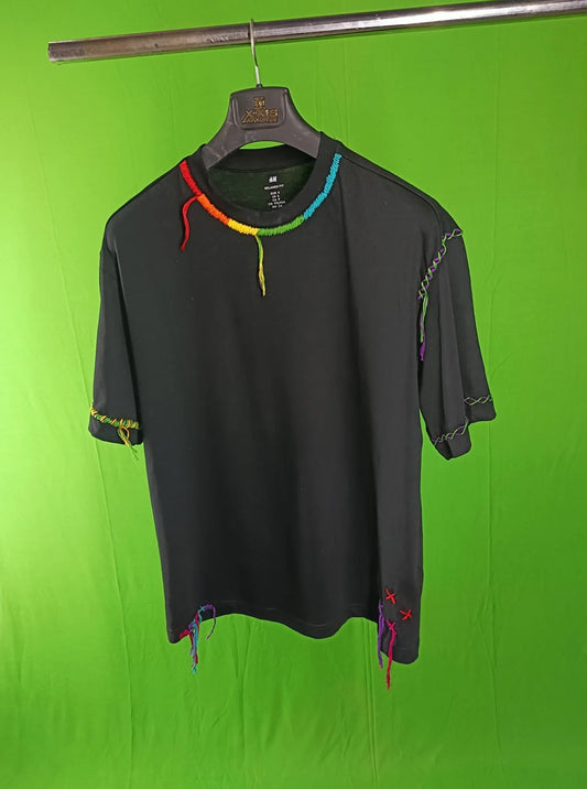 Designer Hand Embroidered Oversized T-Shirt – Premium Unisex Organic Cotton Tee