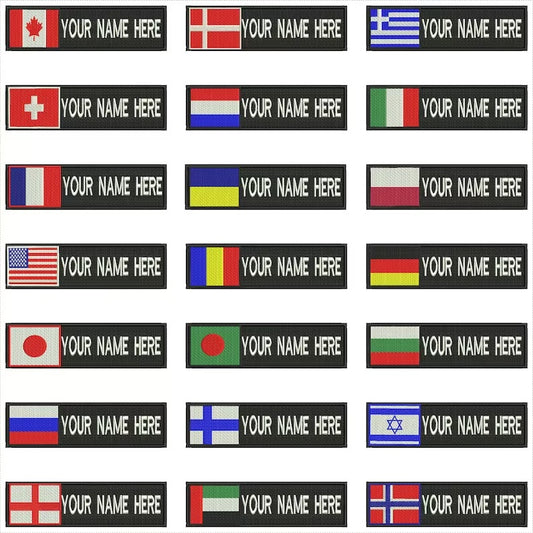 Embroidered Flags Patch With Personalized Name Tape