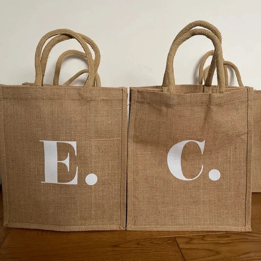 Initial Latter Tote Bag Alphabet Jute Burlap bags