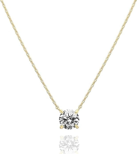 925 Sterling Silver 14K Gold Plated CZ Dainty Choker Necklace