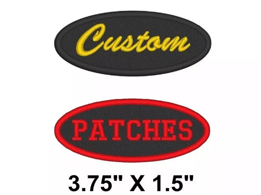 Custom Embroidered Name Tag Oval Patch Motorcycle Biker