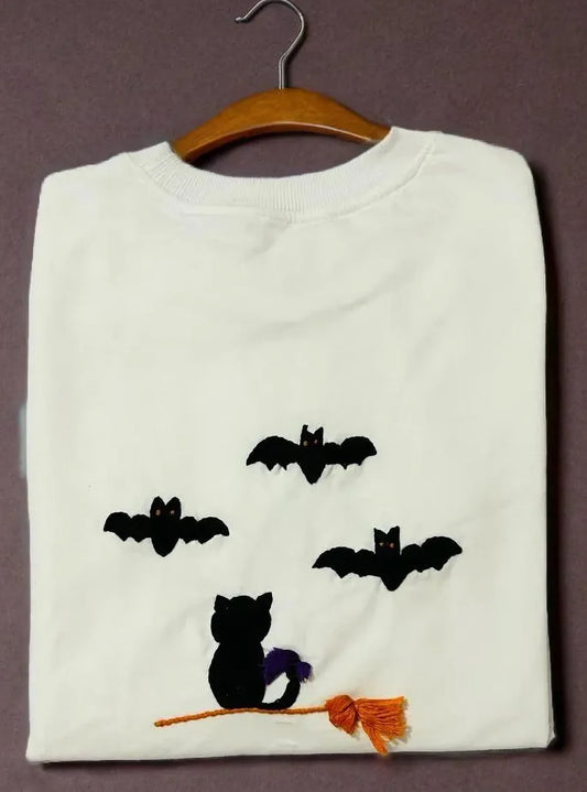 Harry potter Cat Hand Embroidered T-Shirt (Unisex) 240Gsm