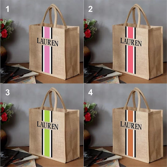 Burlap Personalized Natural Jute Tote Bag