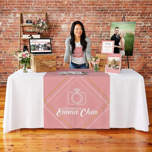 Custom-Table Runner-with Business-Logo Photo-Text - Personalized Tablecloth for Wedding Anniversary Birthday Wedding Anniversary Tradeshow Events