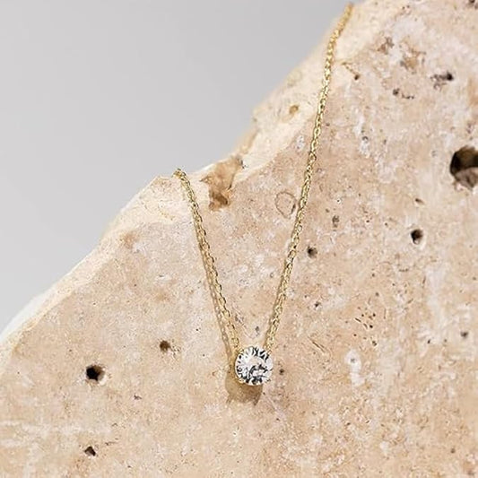 925 Sterling Silver 14K Gold Plated CZ Dainty Choker Necklace