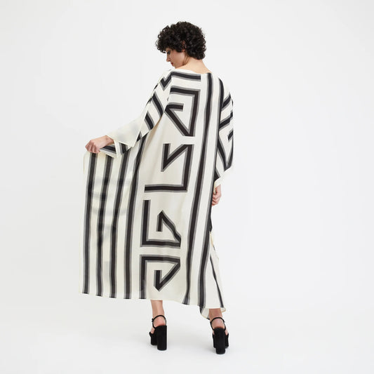 Black & White French Moss Kaftan For Women's, Occasion Wear Caftan