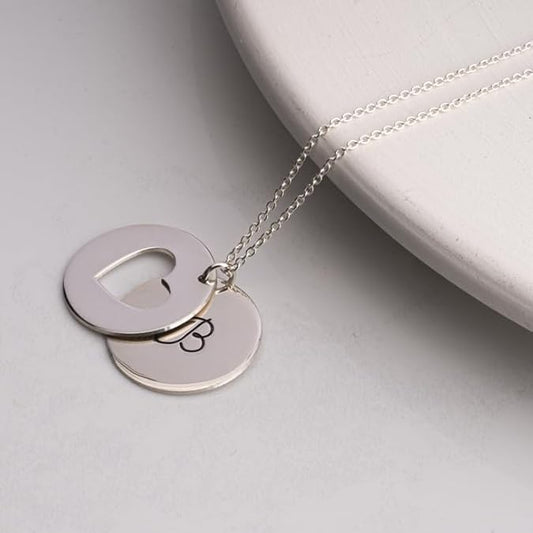 925 Sterling Silver Heart and Initial Necklace for Women