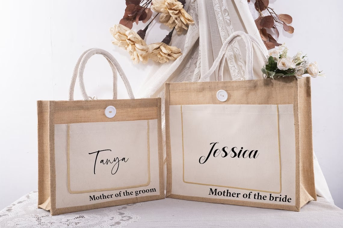 Custom Jute Bags Personalized Gifts for Weddings, Bride