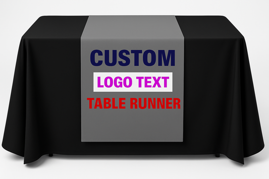Custom-Table Runner-with Business-Logo Photo-Text - Personalized Tablecloth for Wedding Anniversary Birthday Wedding Anniversary Tradeshow Events