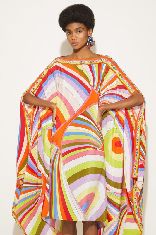Elegant Korean BSY Kaftan, Premium Silk Crepe Printed Caftan For Women's