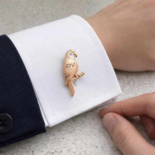 Personalized 925 Silver Dove Cufflinks – Custom Initial Anniversary Gift