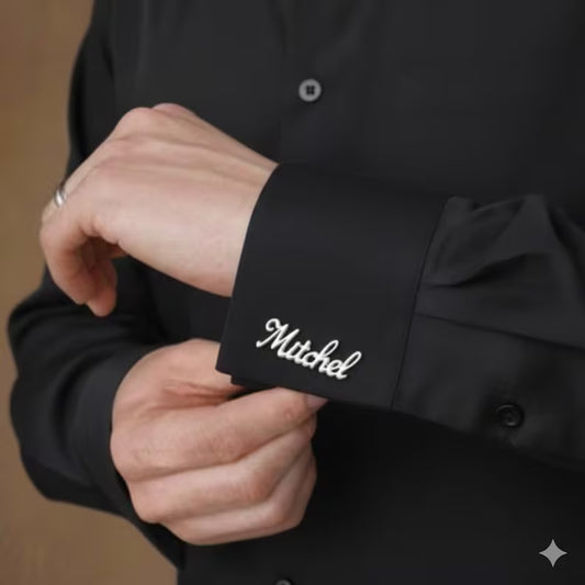 Custom Name Cuff Pin for Shirt Personalized Name Brooch Gold/Silver Wedding Gift