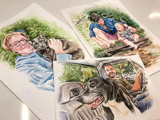 Personalized Pet and Owner Portrait, Custom Dog and Owner Portrait, Portraits From Photos