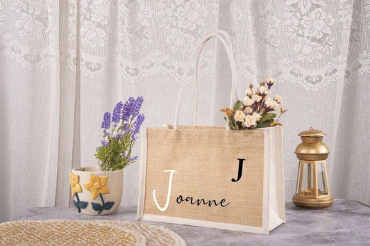 Reusable Shopping Bag, Jute Bag, Bridesmaid Gift Bag, Bridal Party Gift