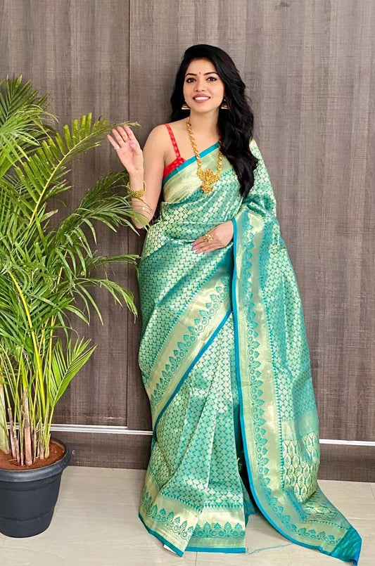 Designer Classic Look Pure Silk Saree, Indian Wedding Sari Blouse