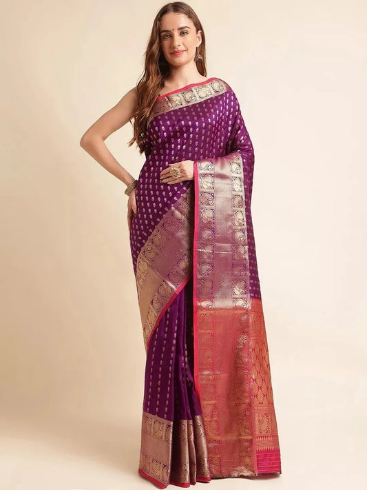 Banarasi Silk Saree With Blouse For Women's