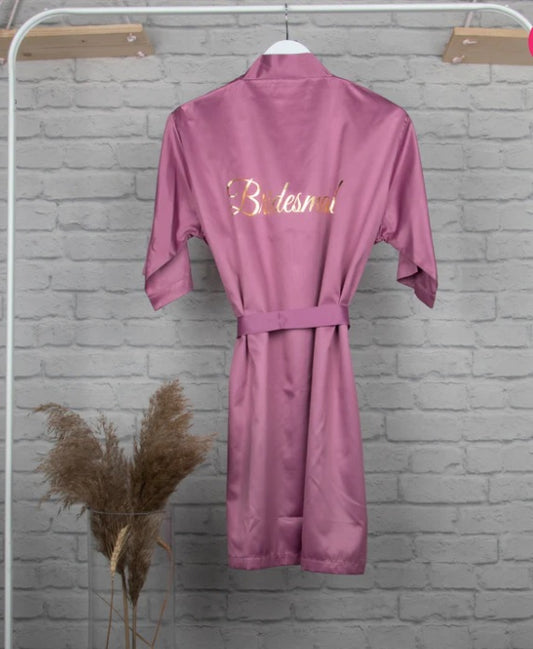 Personalised Satin Robe - Mauve