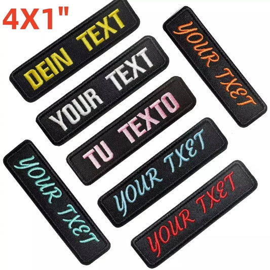 2PCS Custom Embroidered Name Patches Motorcycle Biker Tactical Tags Iron-on 4X1"