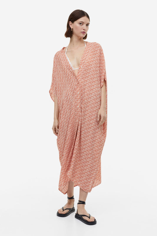 Soft Cotton Blend Printed Long Kaftan For Women's