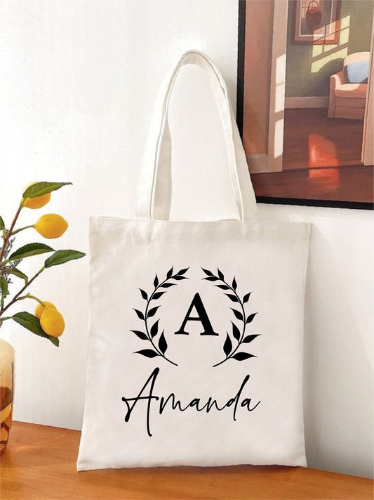 Birth Month Flower Personalized Canvas Tote Bag, Bachelorette Party, Bridesmaid gifts