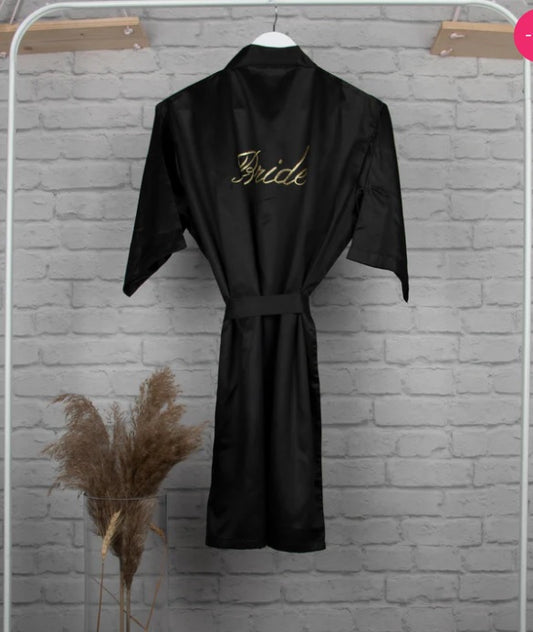 Personalised Satin Robe - Black