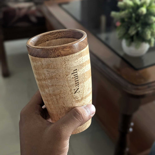 Tall Drinking Water Glasses, Handmade Wooden, 10 oz/300ml