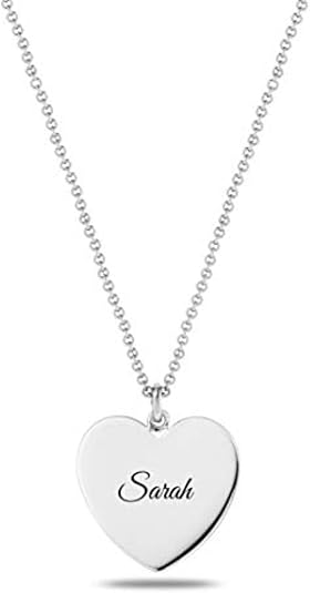 Personalized Custom Message Necklace 925 Sterling Silver Round/Heart/Dog Tag Pendant