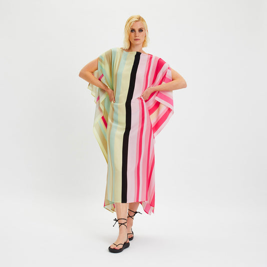 Women's Printed Silk Crepe Long Kaftan For Women's