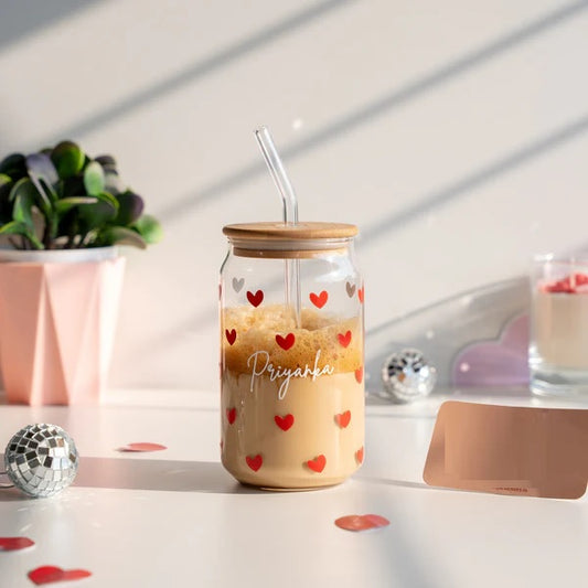 Personalized Can Glass Tumbler - All Heart