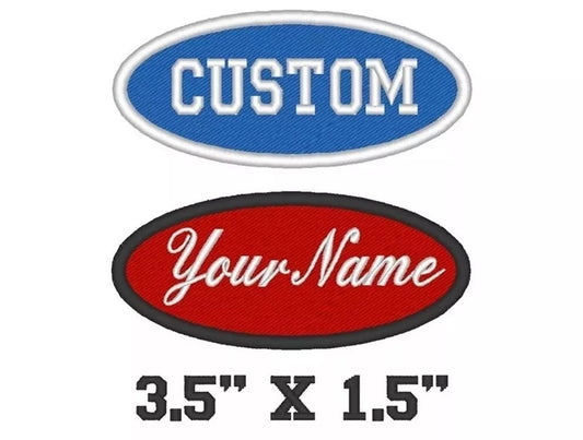 Custom Embroidered Name Tag Oval Patch Motorcycle Biker