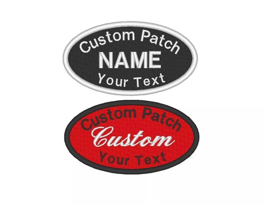 Custom Embroidered Name Tag Sew on Patch Motorcycle Biker Oval Badge 4" x 2.25"