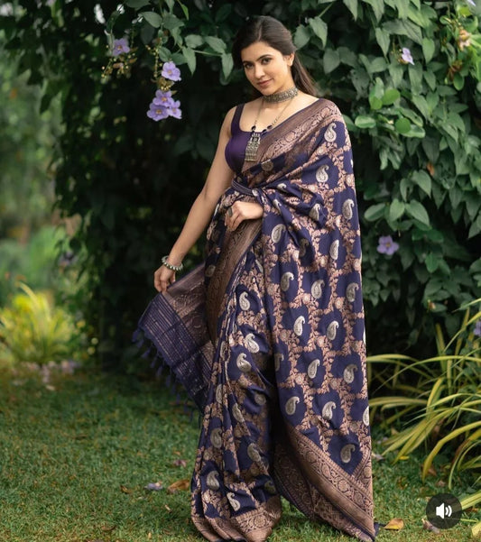 Soft Lichi Silk Sari, Wedding Party Wear Saree With Blouse