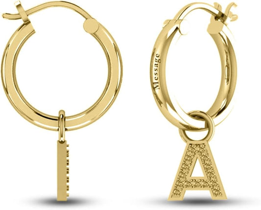 925 Sterling Silver/Gold Plated Initial Click Top Hoop Earrings