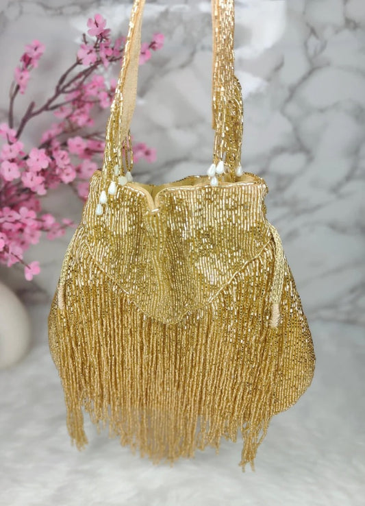 Designer "V" Shape Fringes Potli Bag