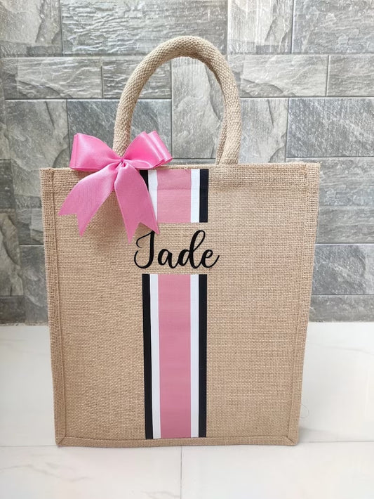 Personalized Burlap Jute Bag With Bow