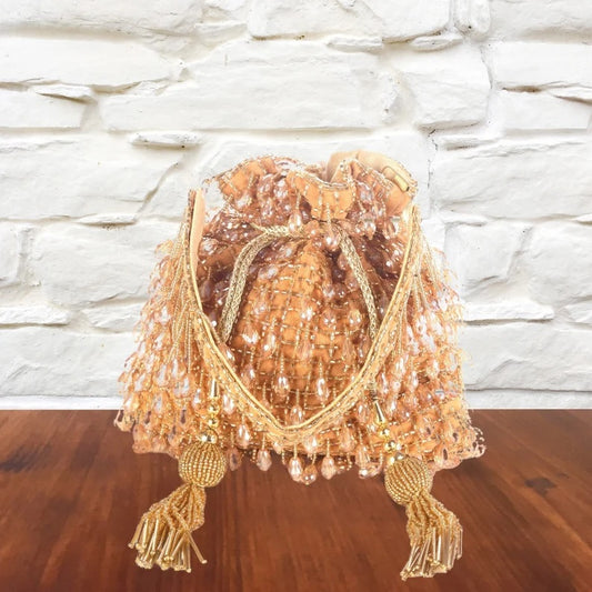 Designer Heavy Crystal Hangings Potli Bag