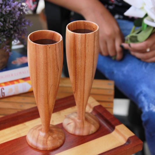 Personalized Neem Wood Champagne Glasses