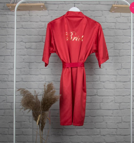 Personalised Satin Robe - Red