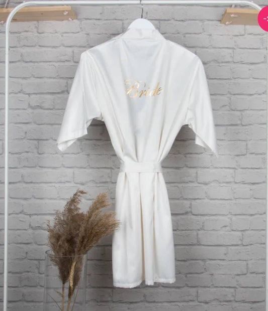 Personalised Satin Robe - Pearl White