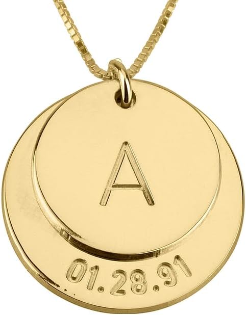 Personalized Engraved Initial and Date Necklace