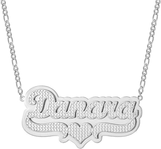 Custom Two Tone Heart Name Necklace