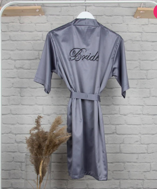 Personalised Satin Robe - Grey