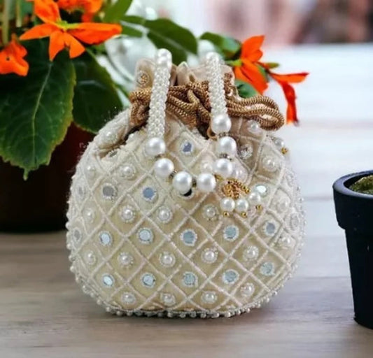 Pearl Embroidered Handbag Potli Bag