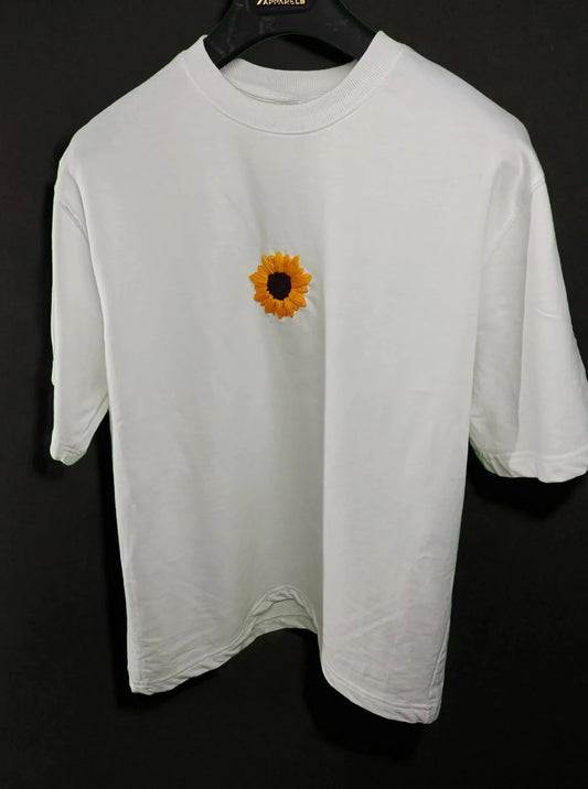 Sunflower Hand Embroidery Oversized T-Shirt (Unisex)