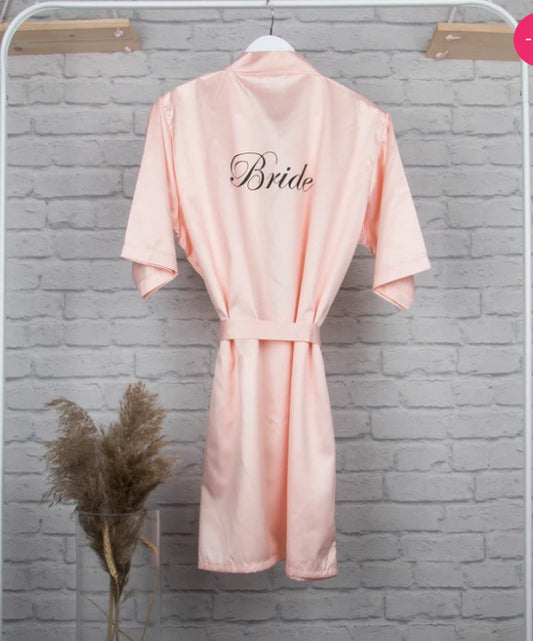 Personalised Satin Robe - Peach