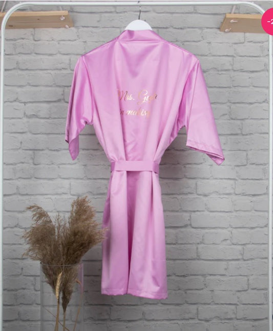 Personalised Satin Robe - Lilac