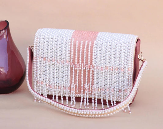 Pearl And Beads Work Clutch